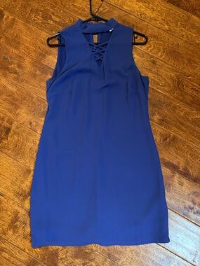 Sleek Cobalt Sleeveless Lace-Up Mini Dress